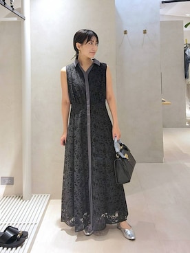 「Andemiu（アンデミュウ）のスカーフハンドルBAG639610（ハンドバッグ、ブラック系）」を使った、  NATSUさん（レディース・152cm）の夏コーディネート