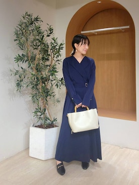 「Andemiu（アンデミュウ）のカシュクール風ワンピース656562（ワンピース、ブルー系）」を使った、  NATSUさん（レディース・152cm）の春コーディネート