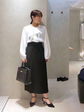 「Andemiu（アンデミュウ）の【セレモニー対応】サイドストラップパンプス606071（パンプス、ブラック系）」を使った、  NATSUさん（レディース・152cm）の冬コーディネート