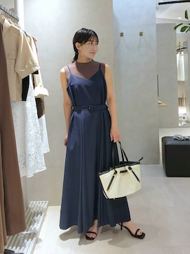 「Andemiu（アンデミュウ）のキリカエレースキャミワンピース（ワンピース、ブルー系）」を使った、  NATSUさん（レディース・152cm）の夏コーディネート