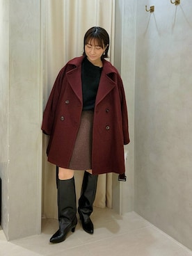 「アイテム（ピーコート、レッド系）」を使った、  NATSUさん（レディース・152cm）の秋コーディネート