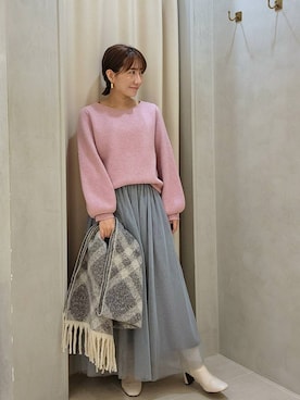 「アイテム（ストール/ショール、その他）」を使った、  NATSUさん（レディース・152cm）の秋コーディネート