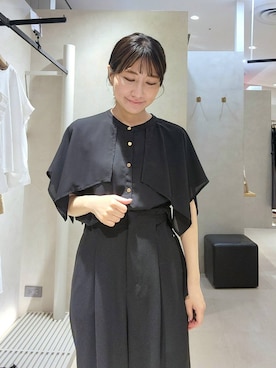 「Andemiu（アンデミュウ）のサイドベルトストレートパンツ640816（スラックス、ブラック系）」を使った、  NATSUさん（レディース・152cm）の春コーディネート