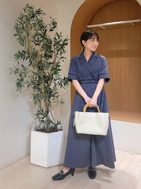 「Andemiu（アンデミュウ）のバンブーハンドルバッグ656264（ハンドバッグ、ホワイト系）」を使った、  NATSUさん（レディース・152cm）の春コーディネート
