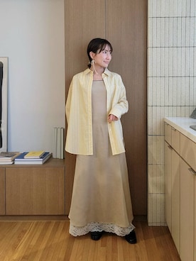 「Andemiu（アンデミュウ）のサテンレースマーメイドスカート656650（スカート、ベージュ系）」を使った、  NATSUさん（レディース・152cm）の春コーディネート