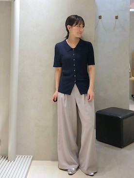 「Andemiu（アンデミュウ）のサイドベルトストレートパンツ640816（スラックス、グレー系）」を使った、  NATSUさん（レディース・152cm）の春コーディネート