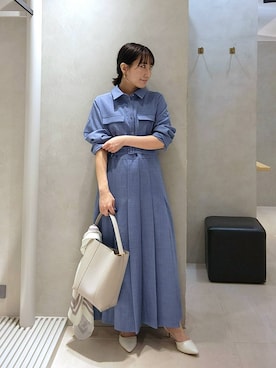 「Andemiu（アンデミュウ）のポーチツキワンショルダーBAG639654（ショルダーバッグ、ホワイト系）」を使った、  NATSUさん（レディース・152cm）の春コーディネート