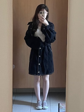 「アイテム（デニムスカート）」を使った、みずきさん（レディース・158cm）の秋コーディネート