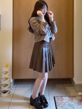 「アイテム（メガネ）」を使った、みずきさん（レディース・158cm）の秋コーディネート