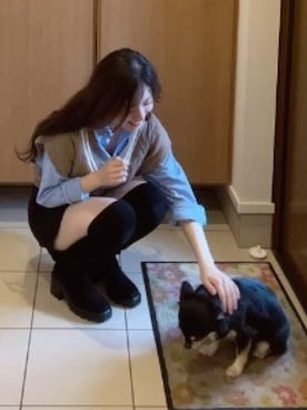 「アイテム（ベスト）」を使った、みずきさん（レディース・158cm）の秋コーディネート