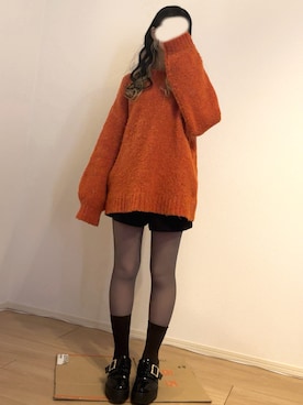 「moment+（モーメントプラス）のアイテム（ニット/セーター）」を使った、みぃこさん（レディース・156cm）の冬コーディネート