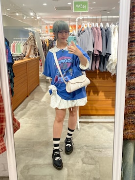 「水玉」｜「アイテム（Tシャツ/カットソー）」を使った、kaorun1027さん（レディース・148cm）の夏コーディネート
