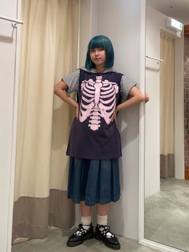 「アイテム（デニムスカート）」を使った、kaorun1027さん（レディース・148cm）の夏コーディネート