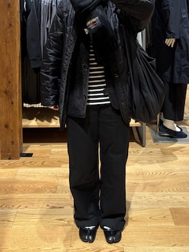 「アイテム（ストール/ショール）」を使った、n  /  muji staffさん（レディース・155cm）の冬コーディネート