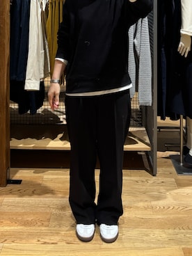 「無印良品（ムジルシリョウヒン）の婦人　天竺編みクルーネック長袖Ｔシャツ（Tシャツ/カットソー）」を使った、n  /  muji staffさん（レディース・155cm）の秋コーディネート