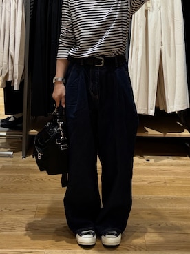 「無印良品（ムジルシリョウヒン）のアイテム」を使った、無印スタッフさん（レディース・155cm）の秋コーディネート