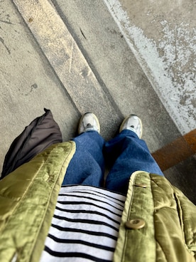 「アイテム（その他アウター、グリーン系）」を使った、n  /  muji staffさん（レディース・155cm）の秋コーディネート