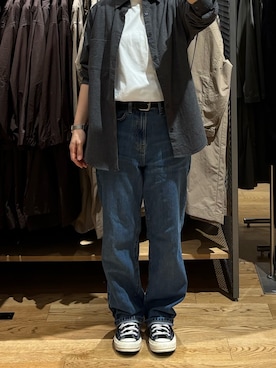 「無印良品（ムジルシリョウヒン）のアイテム（シャツ/ブラウス）」を使った、n  /  muji staffさん（レディース・155cm）の冬コーディネート