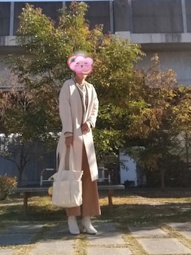 「パイピングコート」｜「アイテム（スウェット）」を使った、たまさん（レディース・175cm）の冬コーディネート