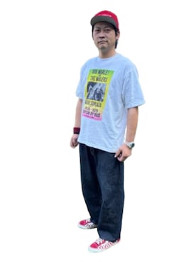 「Supreme （シュプリーム）のアイテム（キャップ、レッド系）」を使った、k_kさん（メンズ・185cm）の夏コーディネート