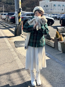 「アイテム（ハンチング/ベレー帽）」を使った、yujuさん（レディース・152cm・20代）の秋コーディネート