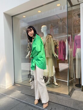 「mystic（ミスティック）のセンターステッチフレアデニム（デニムパンツ）」を使った、おはまさん（レディース・165cm）の春コーディネート