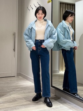 「アイテム（ダウンジャケット/コート）」を使った、✌︎ふくもっさん✌︎さん（レディース・163cm）の秋コーディネート