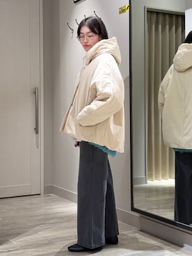 「アイテム（ダウンジャケット/コート）」を使った、✌︎ふくもっさん✌︎さん（レディース・163cm・20代）の冬コーディネート