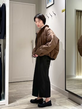 「アイテム（ダウンジャケット/コート）」を使った、✌︎ふくもっさん✌︎さん（レディース・163cm・20代）の秋コーディネート