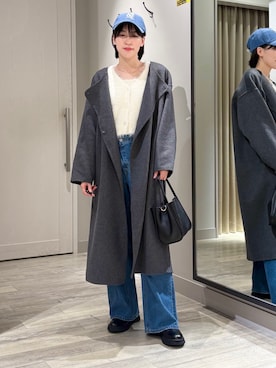 「アイテム（ノーカラーコート）」を使った、✌︎ふくもっさん✌︎さん（レディース・163cm）の冬コーディネート