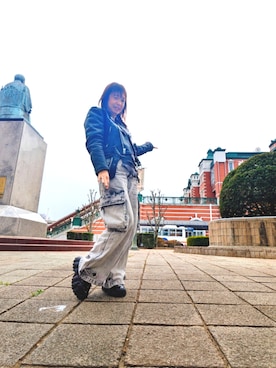 「CLEL（クレイル）のアイテム（パンツ、ブルー系）」を使った、（相互）さやかさん（レディース・150cm）の春コーディネート