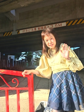 「CELFORD（セルフォード）のアイテム（ニット/セーター、イエロー系）」を使った、（相互）さやかさん（レディース・150cm）の夏コーディネート