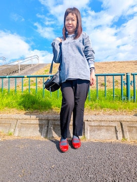 「アイテム（ボディバッグ/ウエストポーチ）」を使った、（相互）さやかさん（レディース・150cm）の秋コーディネート