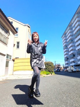 「poemのアイテム（スカート、ブルー系）」を使った、（相互）さやかさん（レディース・150cm）の春コーディネート