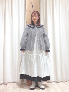 「襟付きトップス」｜「アイテム（ワンピース/ドレス）」を使った、kiiさん（レディース・157cm）の冬コーディネート
