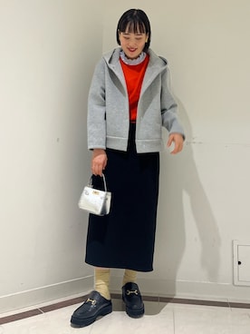 「アイテム（ブルゾン、グレー系）」を使った、SAYAKAさん（レディース・163cm）の秋コーディネート