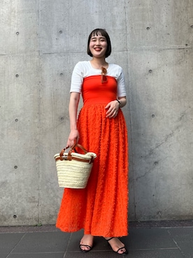 「マキシスカート」｜「アイテム（ワンピース/ドレス）」を使った、SAYAKAさん（レディース・163cm）の夏コーディネート