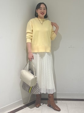 「エコバッグ」｜「アイテム（ニット/セーター）」を使った、SAYAKAさん（レディース・163cm）の冬コーディネート