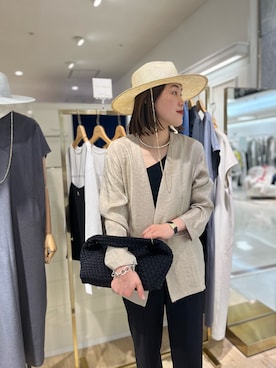 「NOLLEY'S」｜「アイテム（ノーカラージャケット）」を使った、SAYAKAさん（レディース・163cm）の春コーディネート
