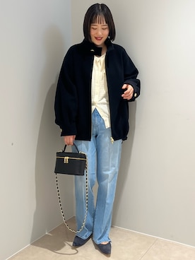 「アイテム（チェスターコート、ブラック系）」を使った、SAYAKAさん（レディース・163cm）の秋コーディネート