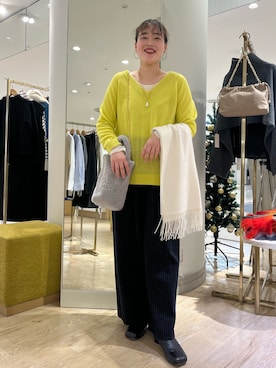 「カシミヤ」｜「アイテム（アクセサリー）」を使った、SAYAKAさん（レディース・163cm）の秋コーディネート