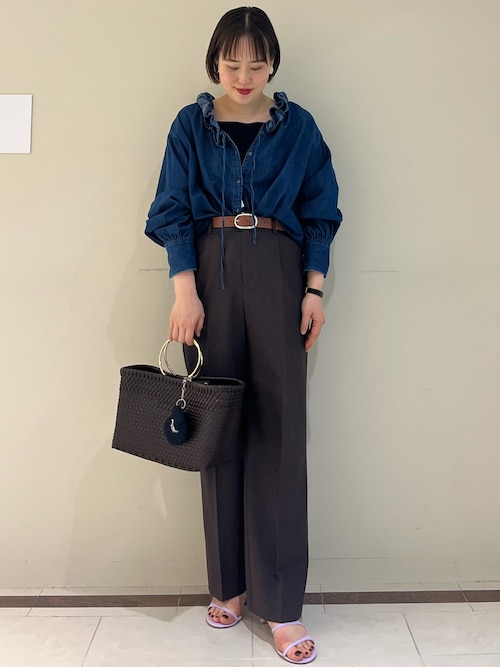 追加7回】【RM denim】フリルギャザーデニムブラウス（シャツ
