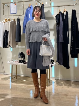 「アイテム（ストール/ショール）」を使った、SAYAKAさん（レディース・163cm）の冬コーディネート