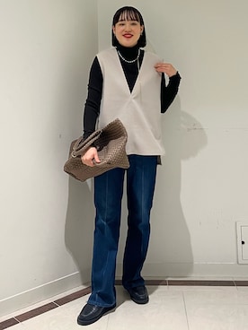 「アイテム（ネックレス）」を使った、SAYAKAさん（レディース・163cm）の秋コーディネート