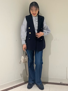 「marco masi（マルコマージ）の【MARCO MASI/ マルコマージ】ミニキューブムートンバッグ（ショルダーバッグ）」を使った、SAYAKAさん（レディース・163cm）の秋コーディネート