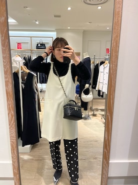 「NOLLEY’S Sophi（ノーリーズソフィ）のバックサテンドットバレルパンツ（その他パンツ）」を使った、SAYAKAさん（レディース・163cm）の冬コーディネート