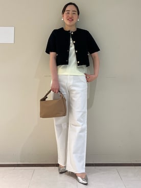 「NOLLEY’S（ノーリーズ）のアイテム（ノーカラージャケット）」を使った、SAYAKAさん（レディース・163cm）の春コーディネート