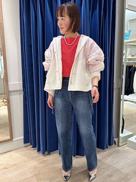 「NOLLEY'S」｜「アイテム（マウンテンパーカー）」を使った、SAYAKAさん（レディース・163cm）の春コーディネート