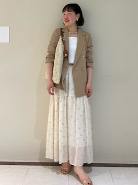 「マキシスカート」｜「アイテム（ジャケット/アウター）」を使った、SAYAKAさん（レディース・163cm）の春コーディネート