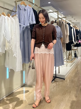 「grace grace （グラスグラス）の【grace grace/グラスグラス】10Kペタルチェーンショートネックレス(40cm )（ネックレス、ゴールド系）」を使った、SAYAKAさん（レディース・163cm）の春コーディネート